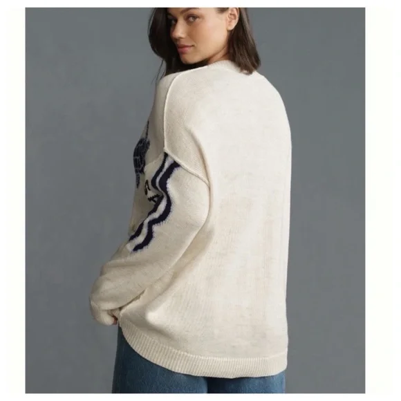 NWT Anthropologie Pilcro Relaxed Sea Turtle Nautical Cardigan Sweater, S